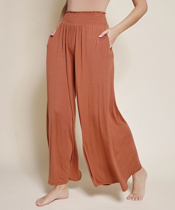 Fabina Smock Elastic Waist Maxi Palazzo Pant