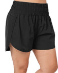 ZENANA Plus Windbreaker Smocked Waistband Running Shorts