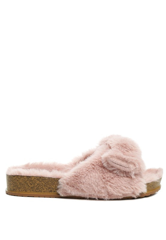 Fuzzy Bow Fur Flats