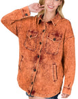 Zenana Mineral Washed Shacket - Online Only