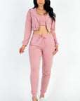 Cropped Cami with Zip-up Jacket and Joggers Set