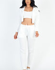 Cropped Cami with Zip-up Jacket and Joggers Set