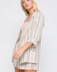 Love Tree Linen Woven Striped Blazer