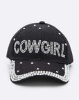 Crystal COWGIRL Embelished Fashion Denim Cap