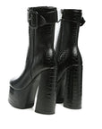 Bumpy Croc High Block Heeled Chunky Ankle Boots