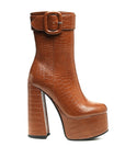 Bumpy Croc High Block Heeled Chunky Ankle Boots