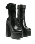 Bumpy Croc High Block Heeled Chunky Ankle Boots