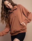 Rae Mode Modal Poly Span Quarter Zip Funnel Neck Pullover