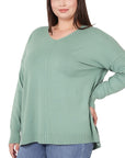 Zenana Plus Hi Low Front Seam Sweater - Online Only