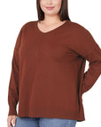 Zenana Plus Hi Low Front Seam Sweater - Online Only