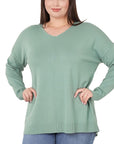 Zenana Plus Hi Low Front Seam Sweater - Online Only