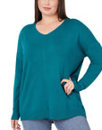 Zenana Plus Hi Low Front Seam Sweater - Online Only