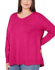 Zenana Plus Hi Low Front Seam Sweater - Online Only