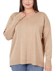 Zenana Plus Hi Low Front Seam Sweater - Online Only