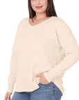 Zenana Plus Hi Low Front Seam Sweater - Online Only