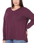 Zenana Plus Hi Low Front Seam Sweater - Online Only