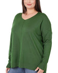 Zenana Plus Hi Low Front Seam Sweater - Online Only