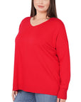 Zenana Plus Hi Low Front Seam Sweater - Online Only