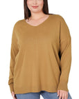 Zenana Plus Hi Low Front Seam Sweater - Online Only