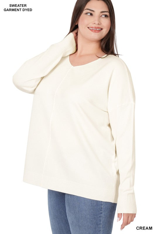 Zenana Plus H/L Garment Dyed Sweater - Online Only