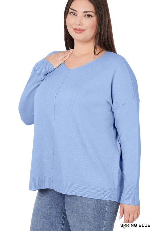 Zenana Plus H/L Garment Dyed Sweater - Online Only