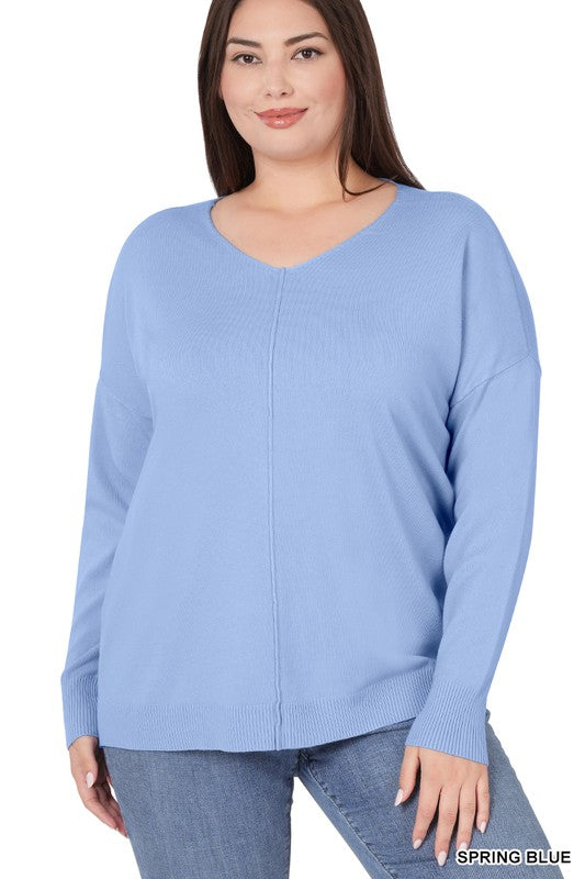 Zenana Plus H/L Garment Dyed Sweater - Online Only