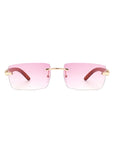 Rectangle Rimless Retro Tinted Sunglasses