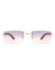 Rectangle Rimless Retro Tinted Sunglasses