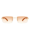 Rectangle Rimless Retro Tinted Sunglasses