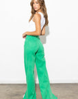 Front Slit Wide Leg Tencel Pants