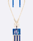 Mix Media Resin Pendant Long Necklace Set