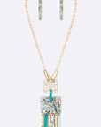 Mix Media Resin Pendant Long Necklace Set