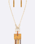 Mix Media Resin Pendant Long Necklace Set