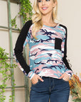 Camouflage Print Pocket Top