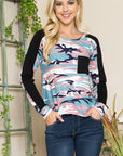 Camouflage Print Pocket Top