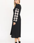 Knit Bishop Sleeve Tea Length Dress