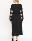 Knit Bishop Sleeve Tea Length Dress