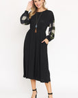 Knit Bishop Sleeve Tea Length Dress