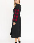 Knit Bishop Sleeve Tea Length Dress