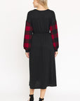 Knit Bishop Sleeve Tea Length Dress