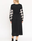 Knit Bishop Sleeve Tea Length Dress