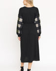 Knit Bishop Sleeve Tea Length Dress