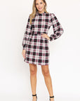 High Neck Plaid Sheath Dress