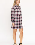 High Neck Plaid Sheath Dress