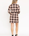 High Neck Plaid Sheath Dress