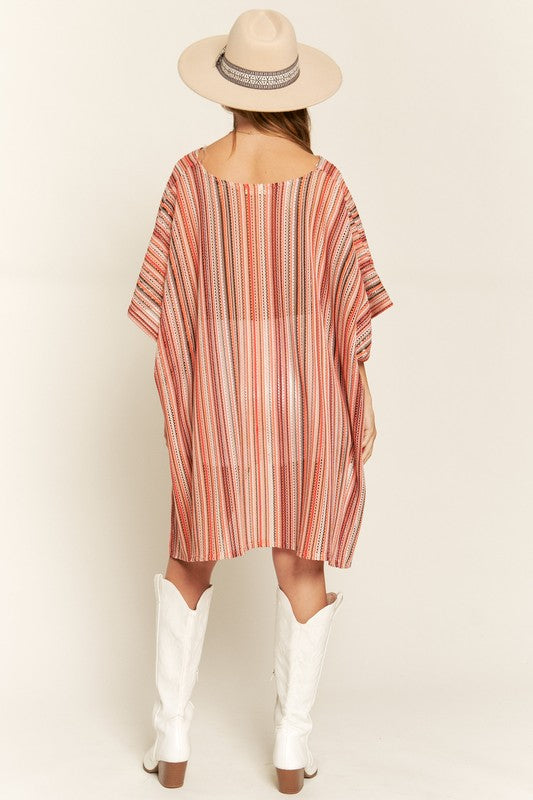 Jade By Jane Colorful Vertical Striped Poncho