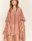 Jade By Jane Colorful Vertical Striped Poncho