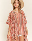 Jade By Jane Colorful Vertical Striped Poncho