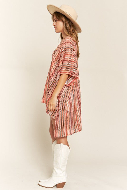 Jade By Jane Colorful Vertical Striped Poncho