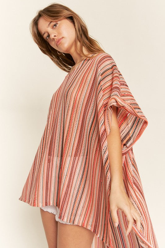 Jade By Jane Colorful Vertical Striped Poncho